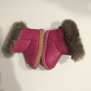 Pink Build A Bear boots genuine rabbits trimmed 24mon